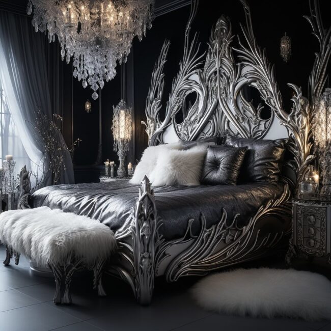 Silver-Toned Luxurious Gothic Bedroom