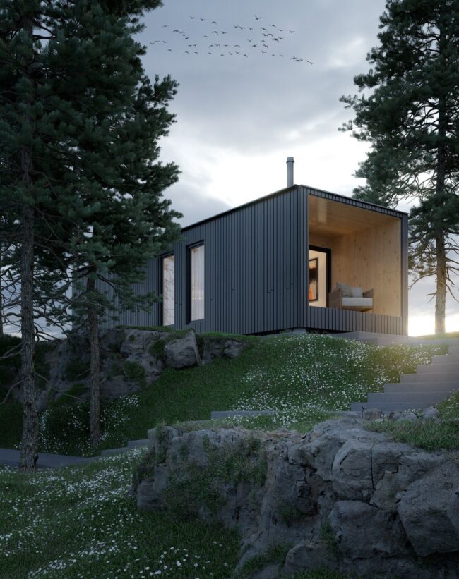 Modern Cabin on the Edge of a Cliff