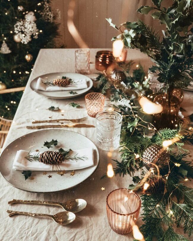 Rustic Holiday Table with Nordic-Inspired Decor