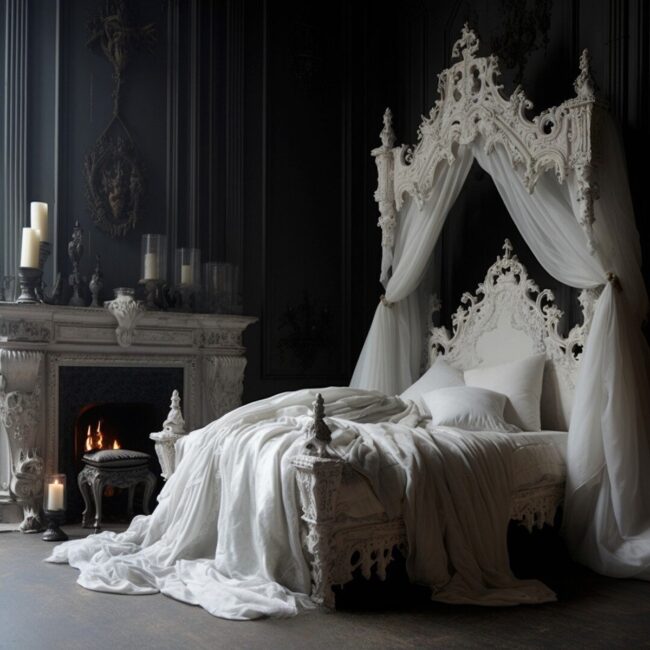 Opulent White Gothic Bedroom