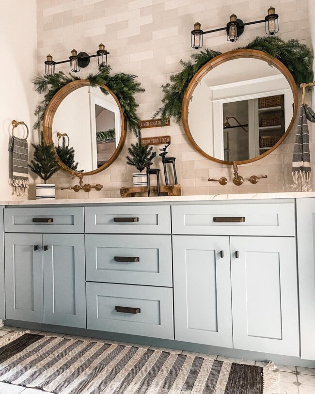 Dual Vanity with Seasonal Farmhouse Decor