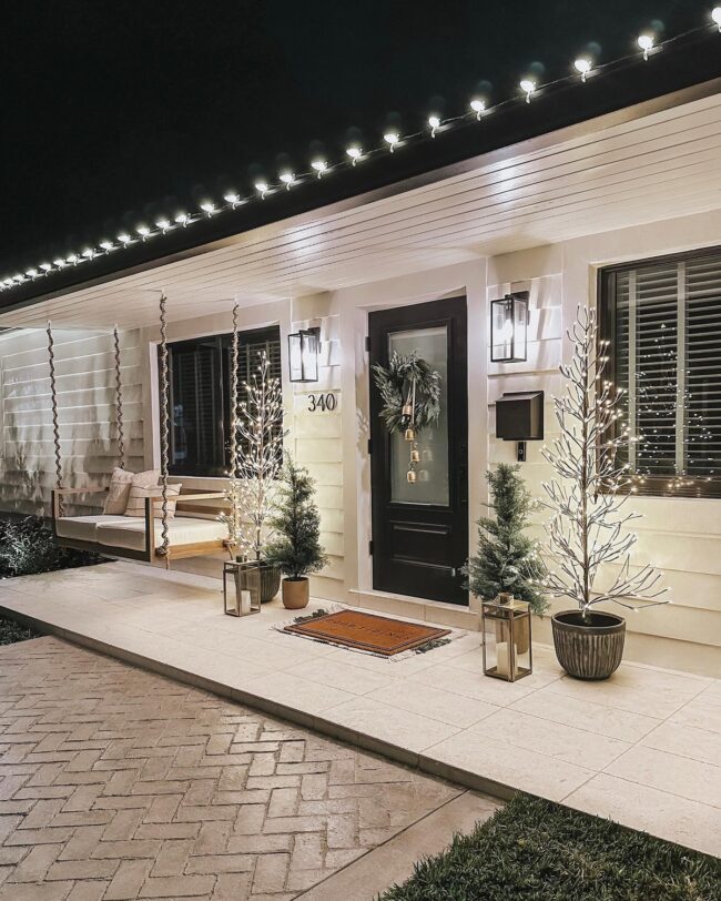Modern Holiday Decor with Twinkling Lights