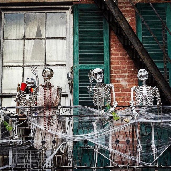 Skeleton Celebration on the Balcony