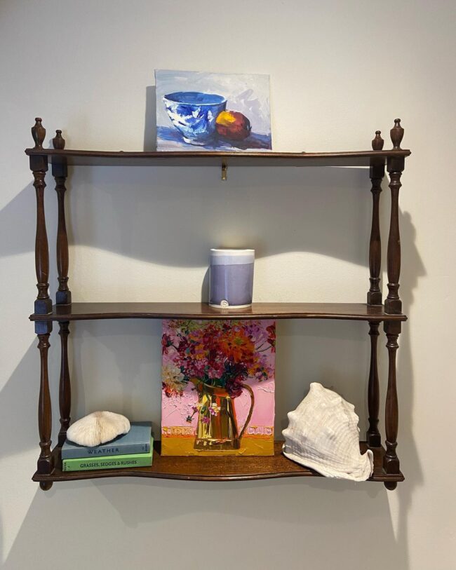 Vintage Decor on Wooden Shelves