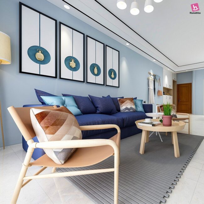 Harmonious Navy Blue with Geometric Flair