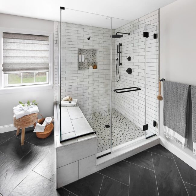 Spacious and Sleek Farmhouse Shower Design
