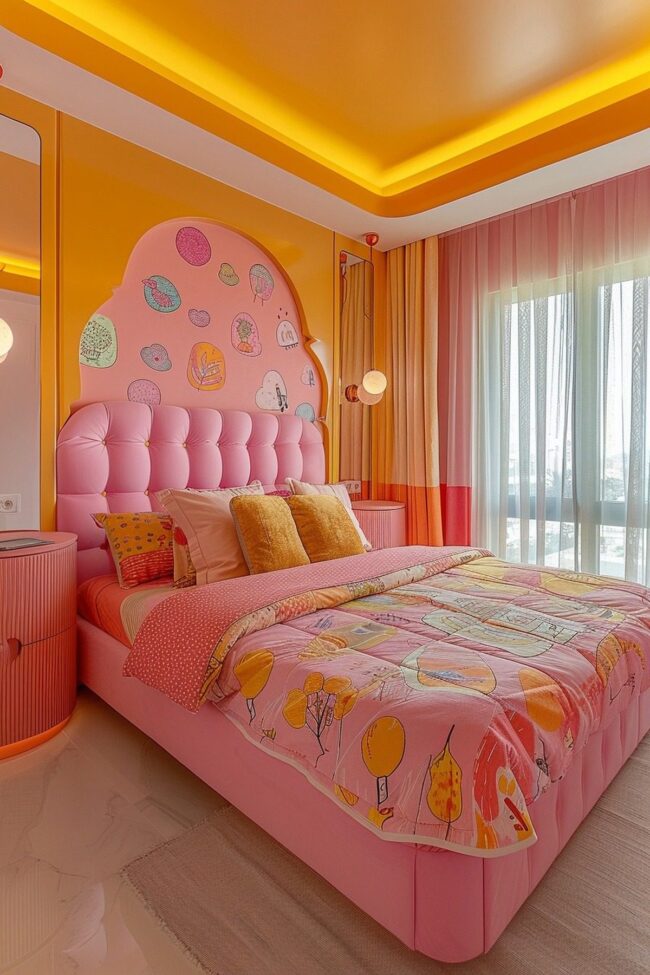 Cheerful Candy Pink and Yellow Room