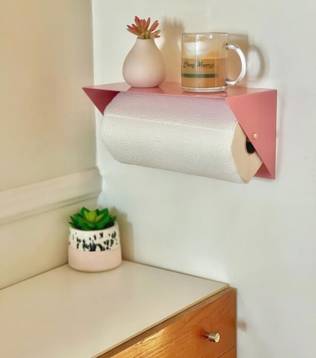 Pink Shelf Paper Towel Stand