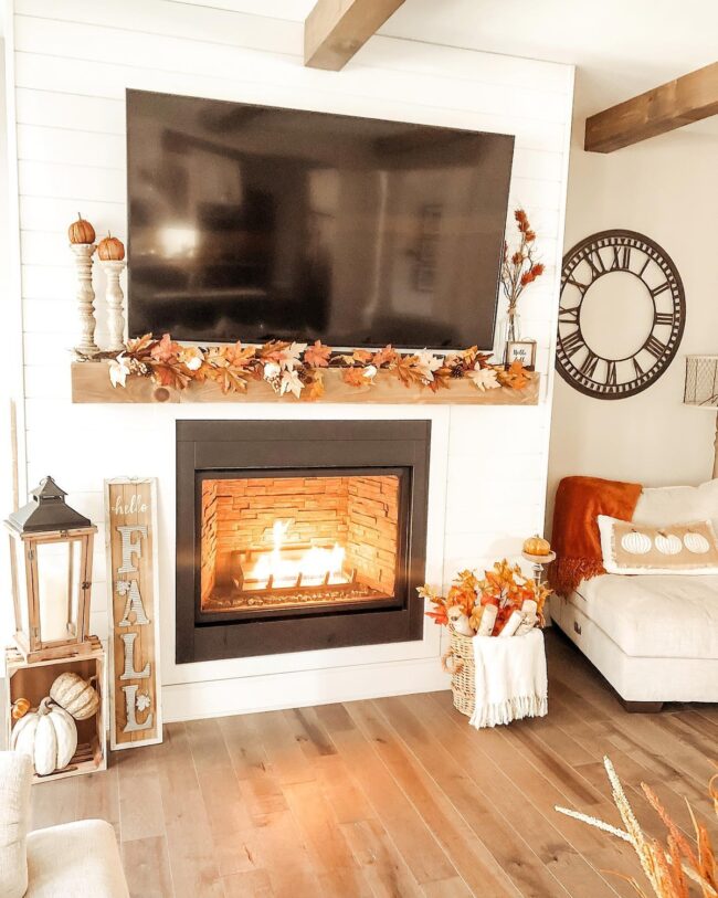 Modern Farmhouse with Fall Decor and TV