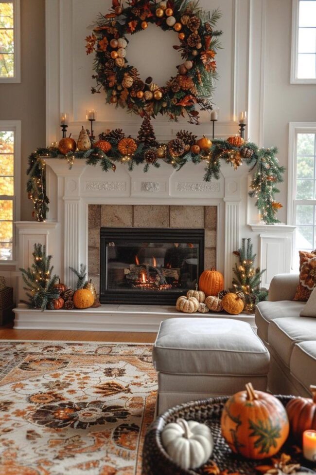 Cozy Fall Vibes with Pine Cones and Pumpkins